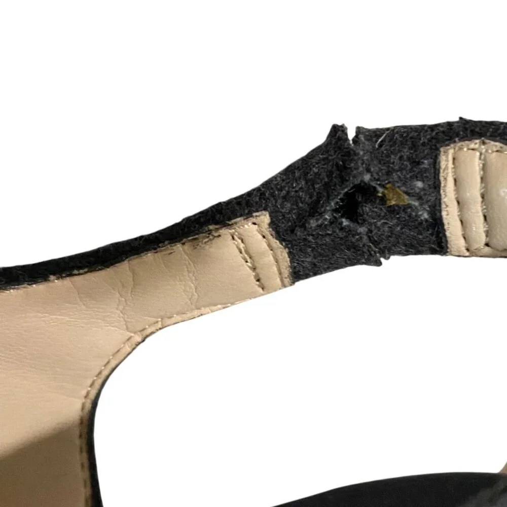 Dr Scholls Meringue WESLYN Platform Wedge Sandal Womens 9.5 Gray‎ Felt Chunky